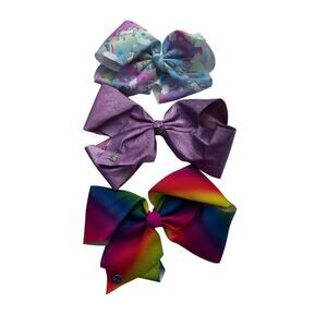 Jojo Siwa Jumbo Bow Bundle - Rainbow & Metallic Pink